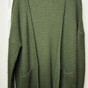 BTFBM Women's Open Front Long Sleeve Knit Long Chunky Cardigan Sweater - Small